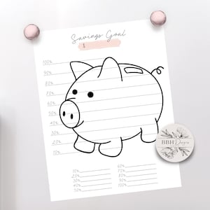 Piggy Bank Savings Tracker, Printable, Savings Goal, Savings Challenge ...