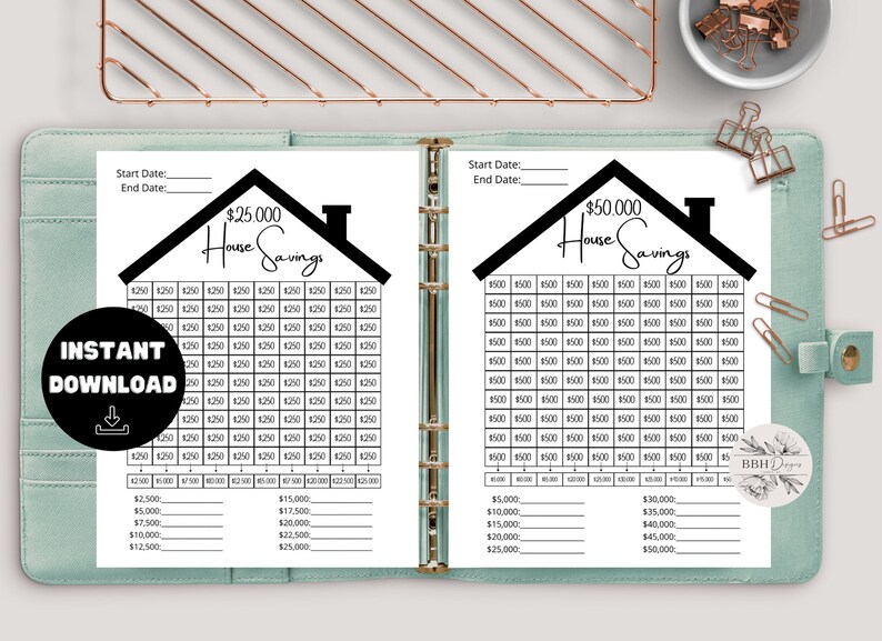 10 House Savings Trackers Instant Download Printable Savings Goal New ...