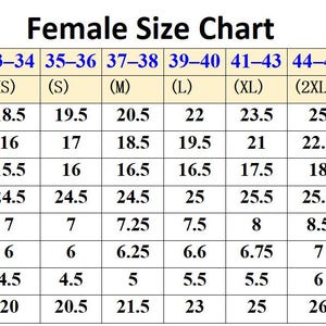May include: A female size chart with measurements in inches. The chart includes sizes XS to 3XL, with chest measurements ranging from 18.5 to 27 inches, and waist measurements from 16 to 24.5 inches.