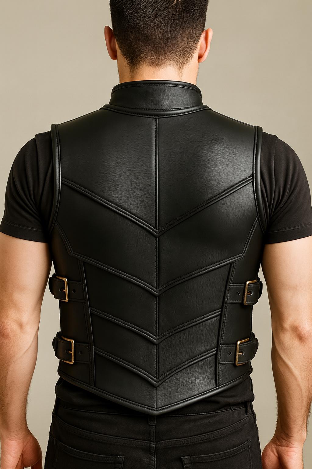 Black Leather Armor Vest, Geometric Medieval Cuirass, LARP Chest Armor ...