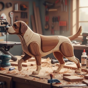 Patrón de intarsia de perro paseando / PDF para trabajar la madera con sierra de calar / Arte de pared DIY ideal para principiantes