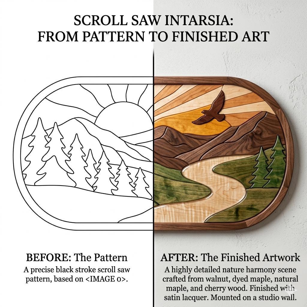 Forest Intarsia Pattern Nature Harmony Intarsia Pattern PDF, Scroll Saw Woodworking Plan ...