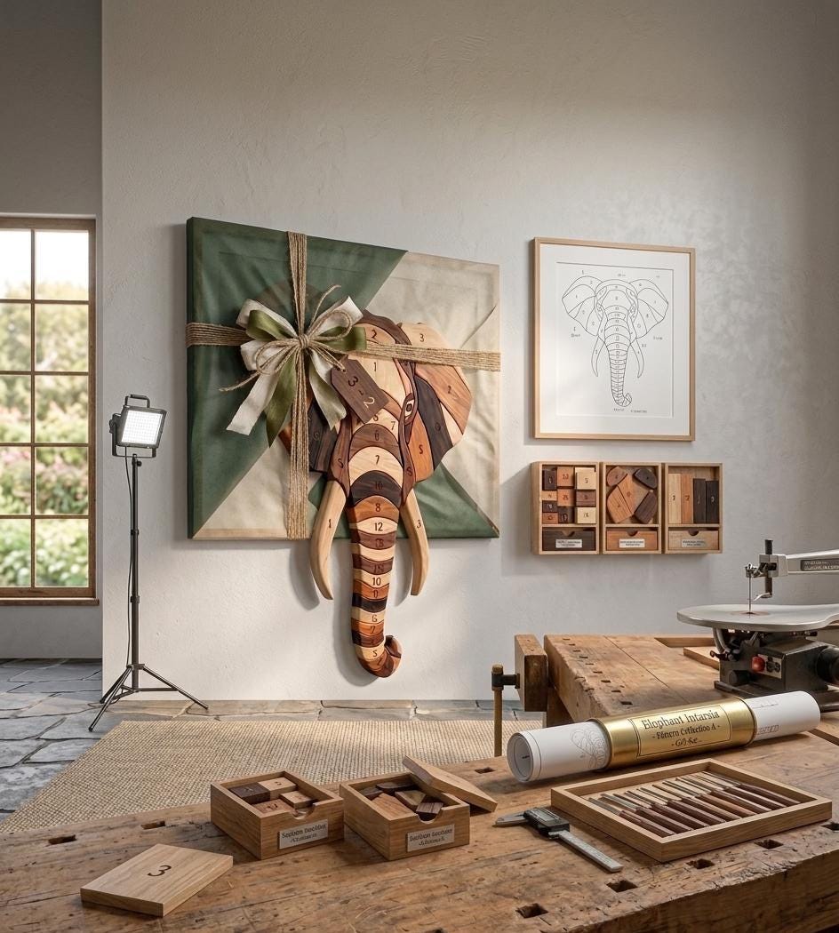 Elephant Head Intarsia Pattern PDF, African Wildlife Wood Art, Safari ...