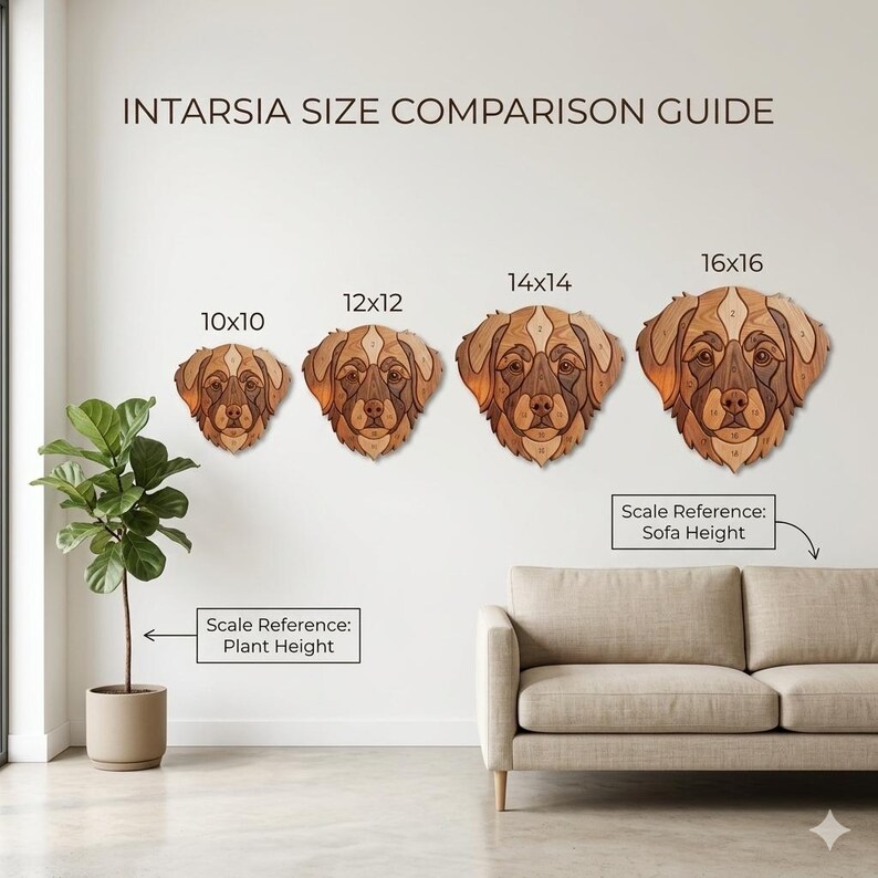 Dog Head Intarsia Pattern, Puppy Scroll Saw Pattern, Rustic Dog Wall ...