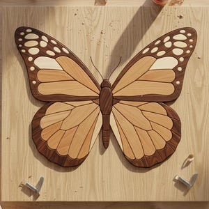 Butterfly Intarsia Pattern PDF – Monarch, Decorative Scroll & Realistic Butterfly Woodworking Template