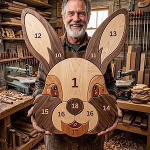Kaninansikte Intarsia Mönster PDF | Kanin Scroll Saw Mönster | Träbearbetning Digital Nedladdning | DIY Skogsmark Barnkammardekor