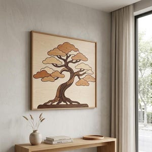 Bonsai Tree Intarsia Pattern PDF | Wooden Wall Art Design | DIY Woodworking Project | Beginner Friendly Scroll Saw Pattern | Zen Home Decor image 12
