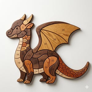 Beginner Dragon Intarsia Pattern PDF | Easy Scroll Saw Woodworking Plan | Dragon Wall Art Template | DIY Wood Craft Digital Download