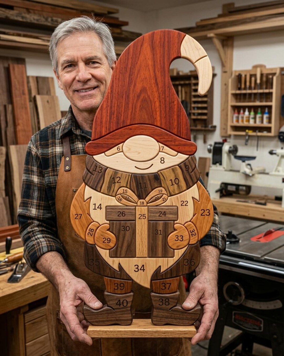 Christmas Gnome Intarsia Pattern PDF, Scroll Saw Woodworking Pattern ...