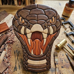 Black Mamba Head Intarsia Pattern PDF | Snake Scroll Saw Template | Wildlife Woodworking Project | Digital Download