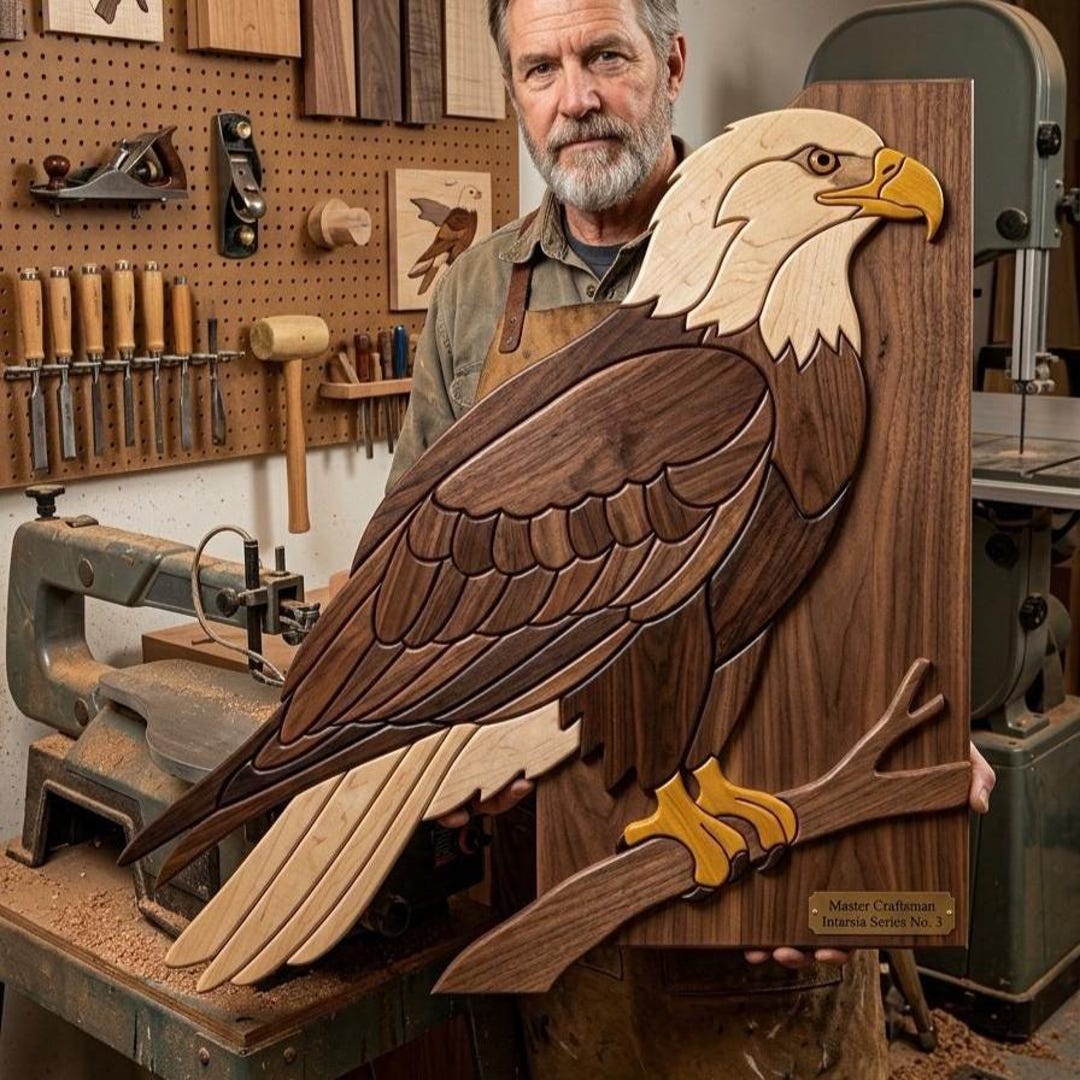 Sitting Eagle Intarsia Pattern PDF | Bald Eagle Woodworking Plan ...