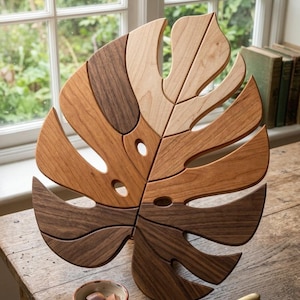 Monstera Leaf Intarsia Pattern PDF | Scroll Saw Woodworking Template | Tropical Leaf Wall Art | Easy DIY Pattern