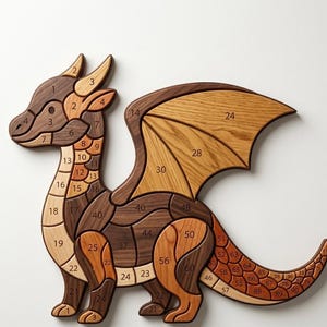 Beginner Dragon Intarsia Pattern PDF | Easy Scroll Saw Woodworking Plan | Dragon Wall Art Template | DIY Wood Craft Digital Download