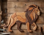 Walking Lion Intarsia Pattern PDF, Scroll Saw Woodworking Plan, Easy Animal Wood Art Template, DIY Beginner Friendly Wall Decor