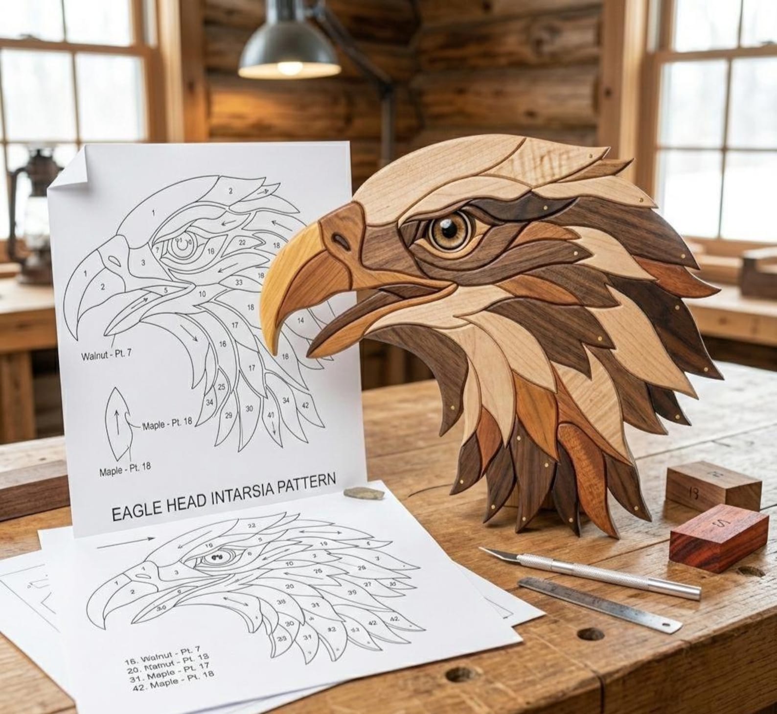Eagle Head Intarsia Pattern PDF, Patriotic Scroll Saw Template ...