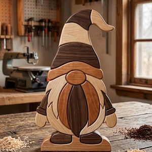 Christmas Gnome Intarsia Pattern PDF, Scroll Saw Wood Pattern, Beginner Friendly Holiday Gnome Woodworking Plan, DIY Wood Craft