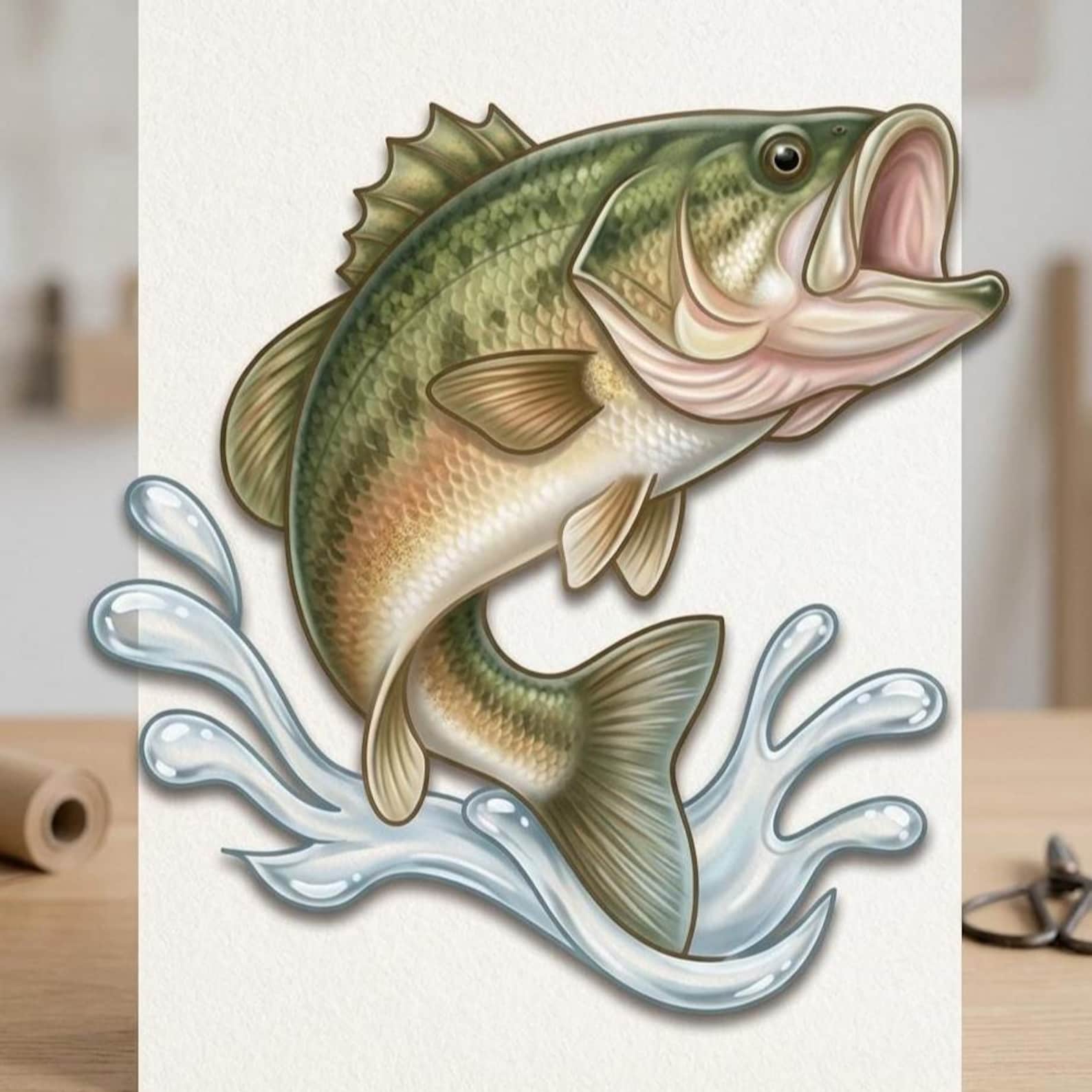 Moveable Pattern Bass Largemouth Bass Intarsia Pattern PDF, Jumping Fish Woodworking Plan ...
