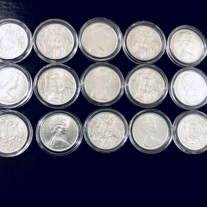 1966 Australian 50 Cent Coin: Silver Round, Uncirculated Gem in 2x2 ...