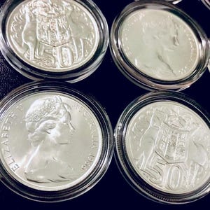 1966 Australian 50 Cent Coin: Silver Round, Uncirculated Gem in 2x2 ...