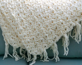 Chunky Crochet Throw - PDF PATTERN - Blanket - Instant Download - Free Shipping