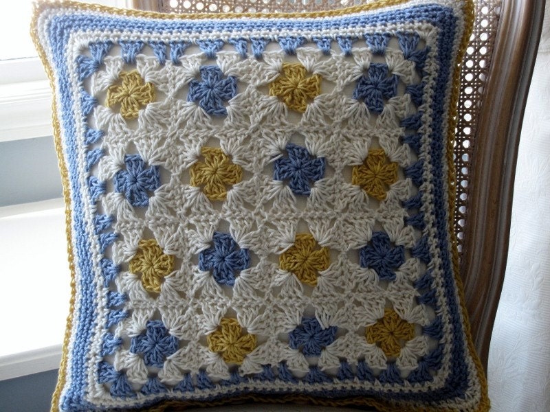 Crochet Granny Square Cushion Cover 16x16 Etsy
