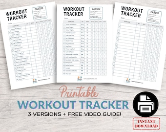 Afdrukbare workouttracker | Door een personal trainer ontworpen fitnessroutine + GRATIS videodemo | 3 versies | A4- en A5-formaten