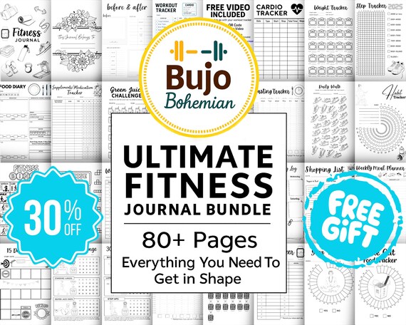 Ultimate Fitness Planner Bundle | 80+ Pages Workout Tracker, Daily Fitness Journal, Exercise Log, Goal Planner & FREE GIFT