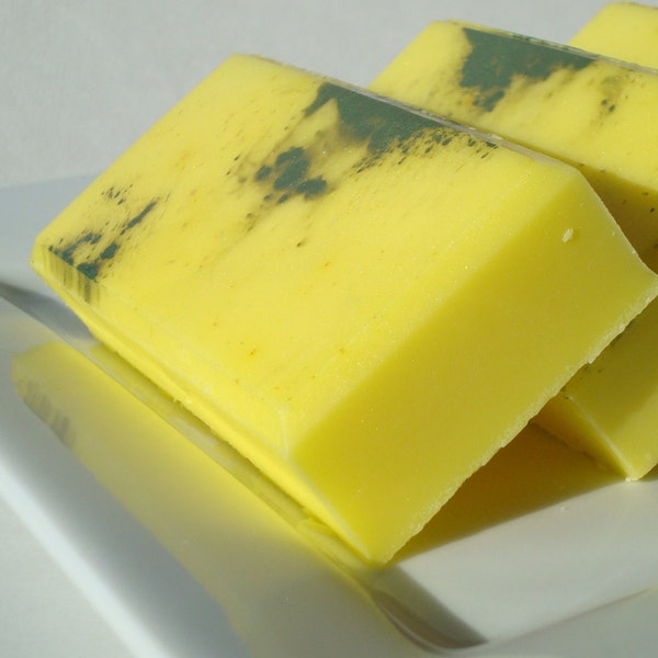 Cool Citrus Basil Soap, Green and Yellow Soap, Soap For Men and Women, Homemade Soap, Bar Soap = 1/4 lb Soap - One Quarter Pound Soap