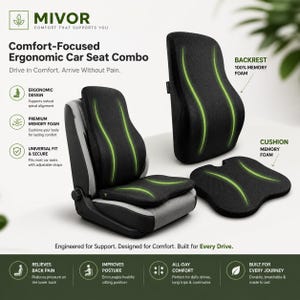 Ergonomisk Memory Foam Bilsäte Ryggstödskudde Svankstödskudde Set Körkomfort