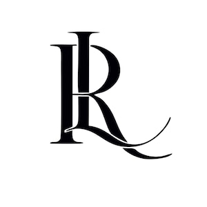May include: A black monogram logo showing the letters 'I' and 'R' intertwined. The 'I' is a straight, upright letter, and the 'R' has a flowing, curved design. The logo is presented on a plain white background, offering a clear visual.