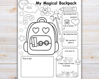 Magical Backpack Worksheet: Back to School All About Me Activity (PDF + PNG)