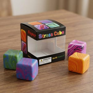 Giant Maltose Squishy Cube Stress Relief Toy, 5.5cm Sensory Fidget Toy for Anxiety, Slow Rising Malt Sugar Squeeze Toy, Aesthetic Desk Decor