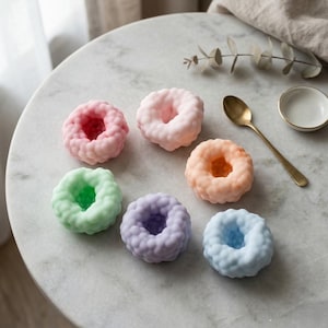 6cm Realistic Crunchy Doughnut Fidget Toy, Sensory ASMR Squishy Stress Ball, TPR Snowy Skin Mochi Squeeze Toy, Desk Decompression Gift, Pink