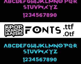 Kpop Demon Hunters Font, OTF TTF Files, Kpop Anime Font Bundle, Huntrix Editable Font SVG, ai, eps, pdf, Digital Download Cricut Font