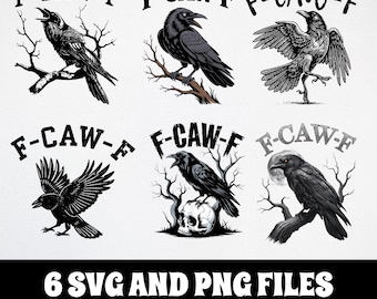 F-Caw-F SVG, F-Caw-F PNG, FcawF DTF Print, Funny Gothic Raven Art,Crow Digital Art,Funny Raven Design,Printable Bird Clipart,Dark Bird Humor