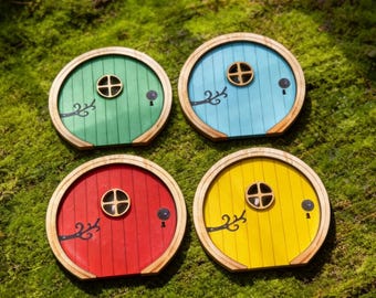Porta de fada mágica em miniatura de madeira estampada para interiores | Decoração rústica de jardim, ornamento para bonsai, presente para amantes de jardins, decoração estilo cottagecore