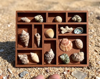 Kleiner Edelstein-Organizer, Miniatur-Schmuckhalter aus Holz, Kristall-Display-Tablett, Geschenk für Rocksammler, Schmuckaufbewahrung im Vintage-Stil