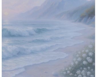 Tranquil Ocean Sunrise – Coastal Mountain Beach Wall Art - Printable, Ready to Download