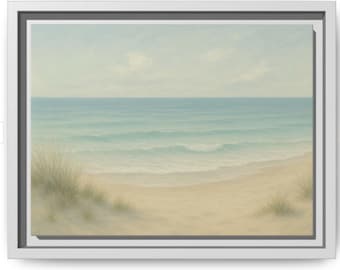 Seaside Beach Print, Ocean Wall Art Digital Download, Coastal Painting for Beach House Decor