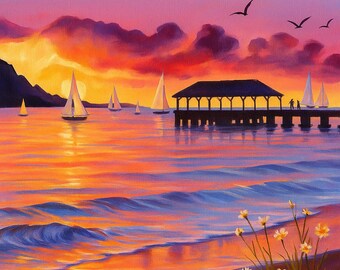 Tropical Sunset Pier – Coastal Wall Art Digital Download