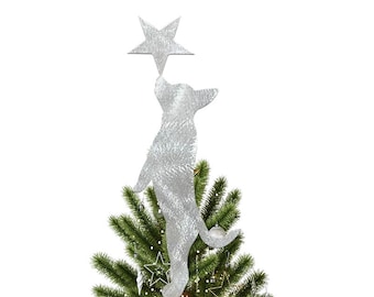 Adorno navideño con forma de estrella de chihuahua, hecho a mano.