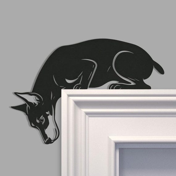Curious Doberman Pinscher Metal Door Topper