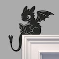 Toothless dragon holding a book Metal Door Topper product logo