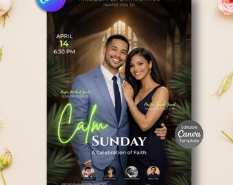 Palm Sunday Church Flyer | Editable Canva Template | Holy Week Worship Service