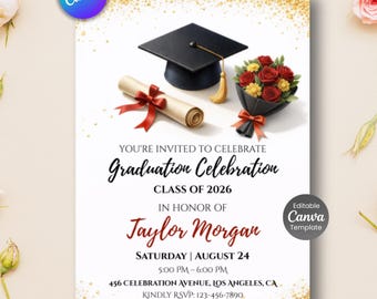 Editable Graduation Invitation, Class of 2026 Party Flyer (Digital Download)