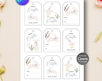 Editable Easter Gift Tags, Bunny and Duckling Designs (Digital Download)