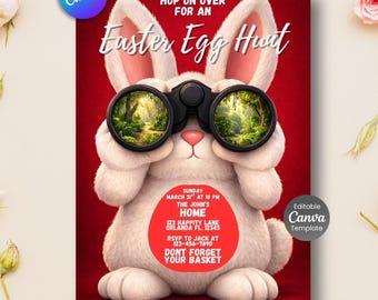 Easter Egg Hunt Invitation, Peeps Themed Party Invite (Digital Download)