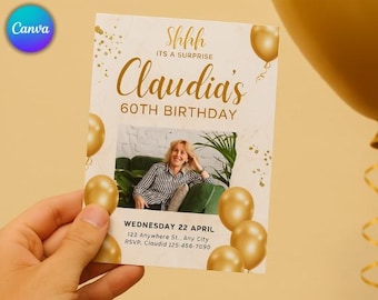 Invitación de 80 años con foto, "Mira quién tiene 80", plantilla de invitación de 80 cumpleaños para hombres, invitación de cumpleaños simple para hombres, editable e imprimible.