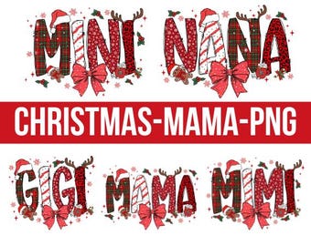 Christmas Mama PNG Bundle, Festive Holiday Designs (Digital Download)