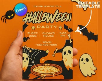 Plantilla editable de invitación para fiesta de disfraces de Halloween (PDF)